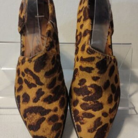 ZODIAC MADDIE SHOOTIES GENUINE CALF HAIR HALF D'ORSAY BOOTIE IN BROWN & TAN - Picture 3 of 9